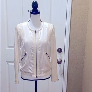 𝅺Truth
and Pride Ivory Leather and Silk Jacket